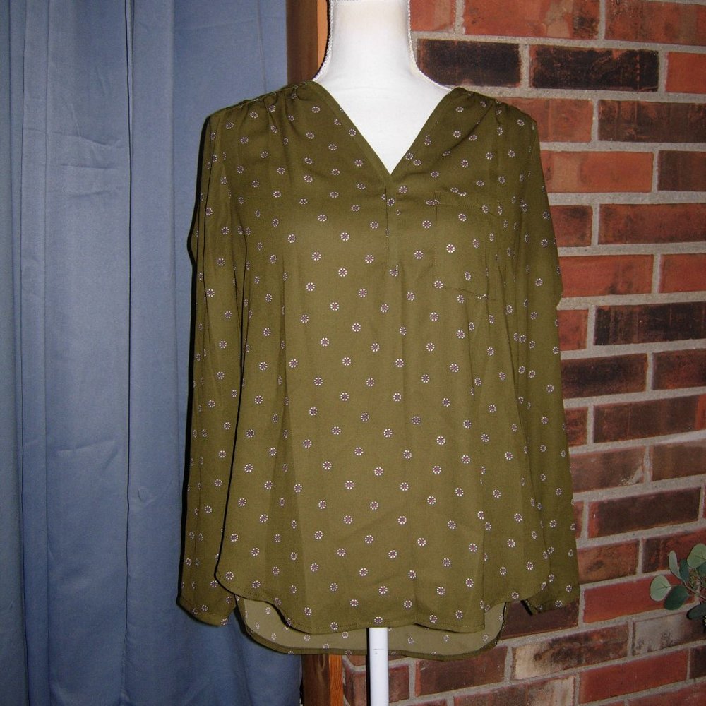 Pleione Olive Green Top Floral S
